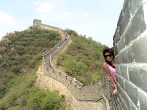 Girl posing at the Great Wall of China